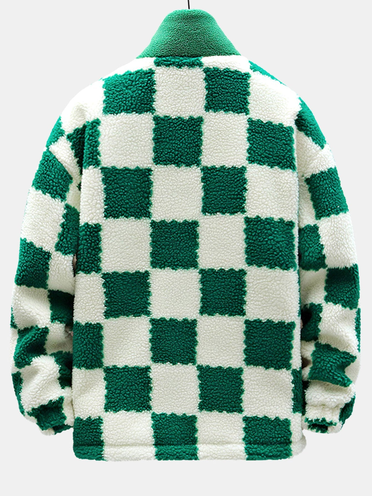 Men's Printed Teddy Fleece Jacket with High Collar – Soft Relaxed Fit Zip-Up Outerwear for Autumn and Winter
