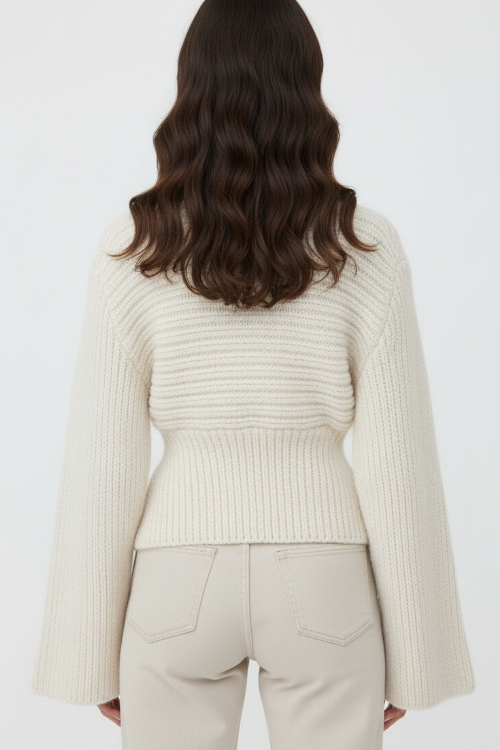 Women’s Chunky Ribbed Knit Cardigan with Deep V-Neck and Single Button – Elegant Asymmetric Draped Layer for Autumn and Winter
