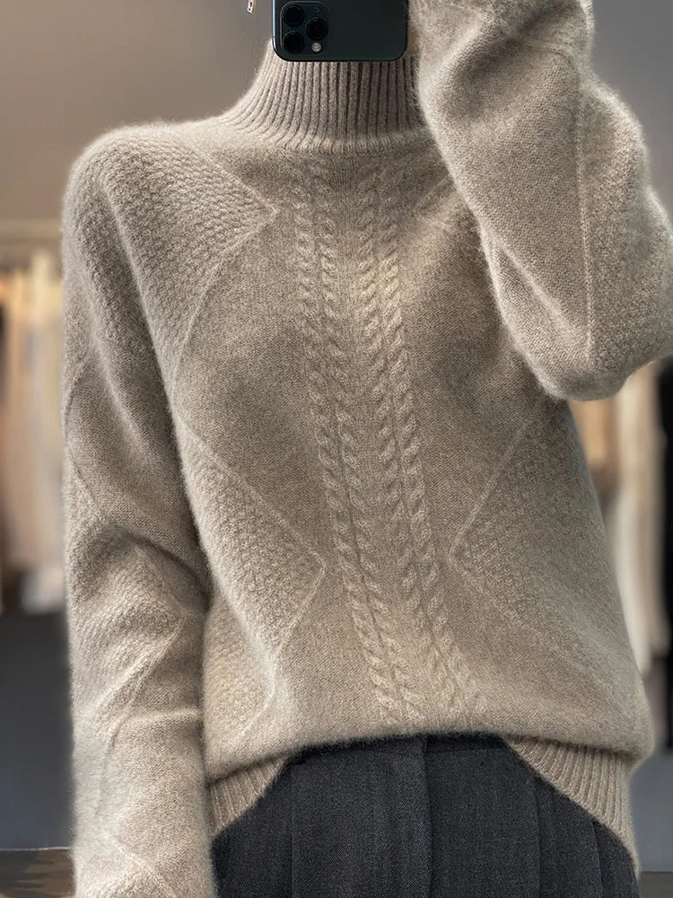 Blakely Cashmere Cable Knit Turtleneck Sweater