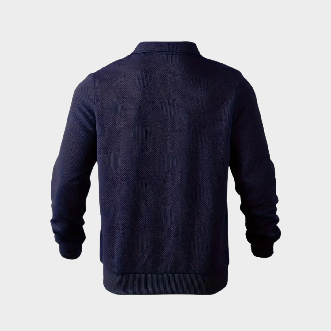 Men's Half-Zip Sweatshirt | Textured Knit Polo Collar