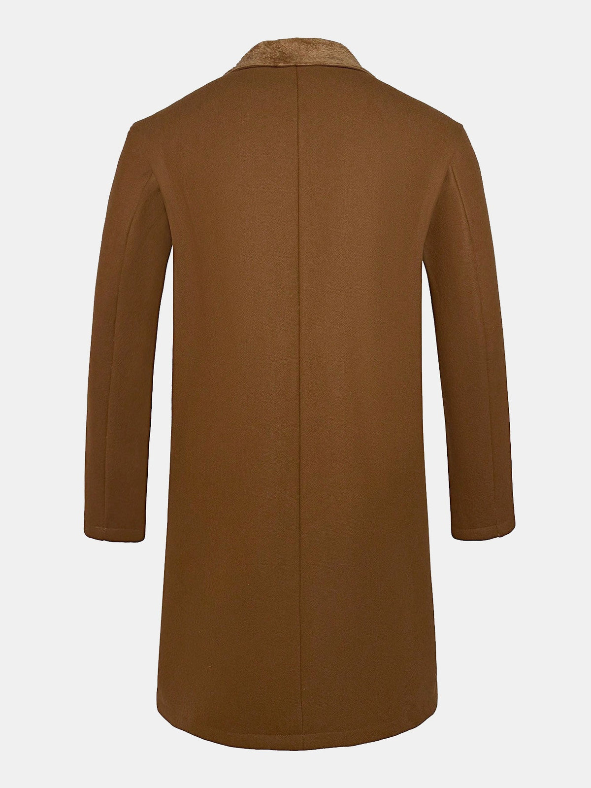 Men's Long Faux Wool Winter Coat – Double-Breasted Overcoat with Teddy Fleece Collar and Warm Lining for Smart Casual Wear