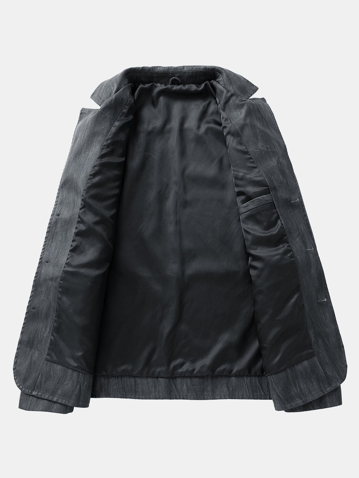 Men's Vintage Textured Faux Leather Jacket – Relaxed Notch Collar Button-Up Outerwear with Zipped Chest Pockets for Smart Casual Wear
