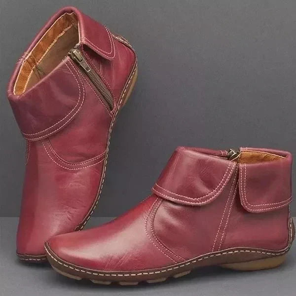 Camilla | Vintage-Style Contrast Stitching Ankle Boots