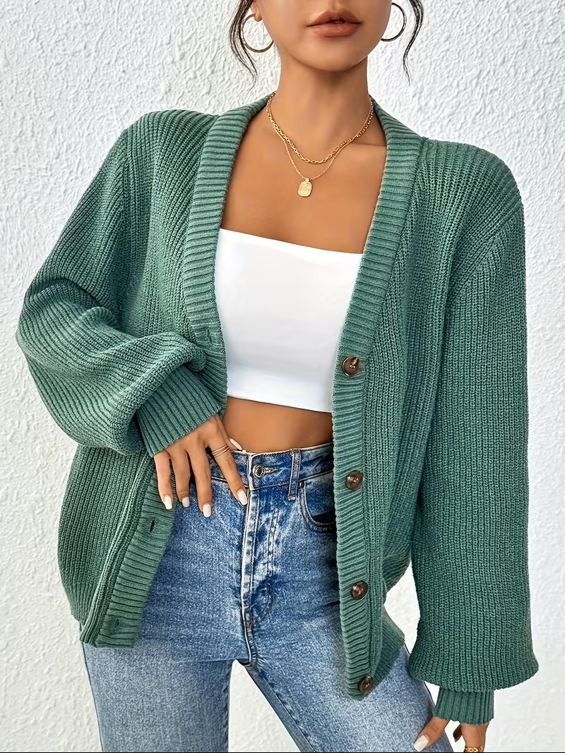Maribel | Oversized Relaxed Button-Front Chunky Knit Cardigan