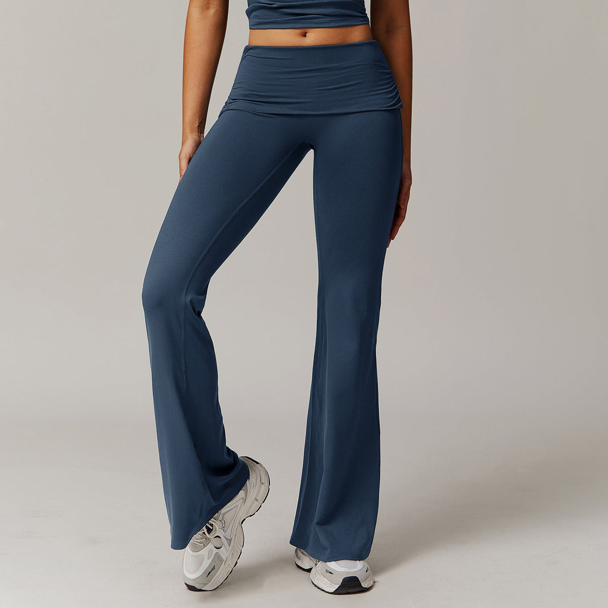 Women's Fold-Over Waist Flared Trousers
