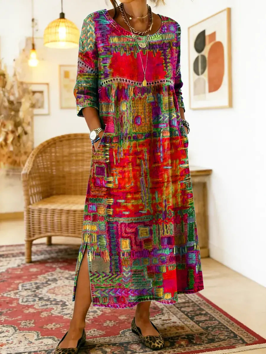 Women’s Abstract Print Midi Dress
