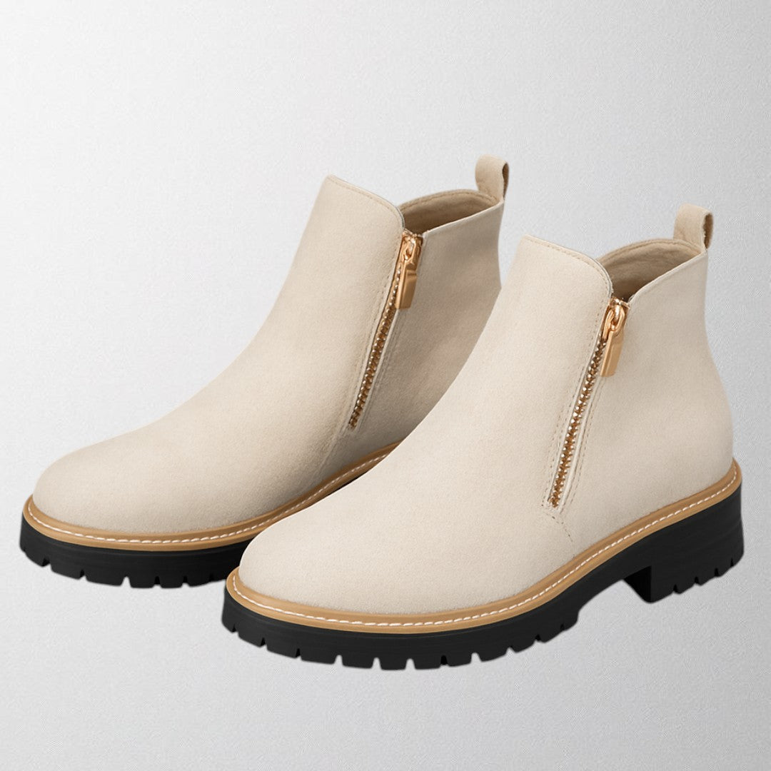 Griet | Side Zipper Closure Rounded Toe Ankle Boots