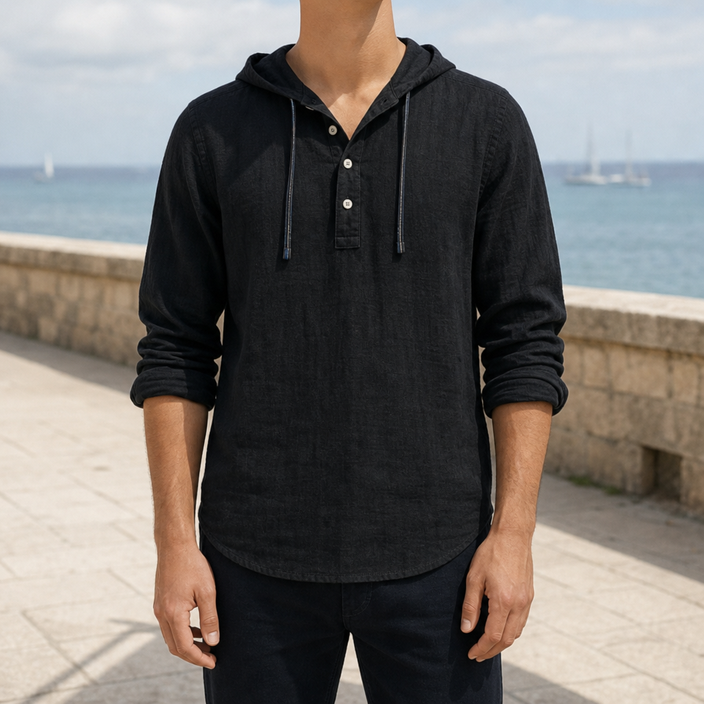 Tavira Linen Hooded Henley