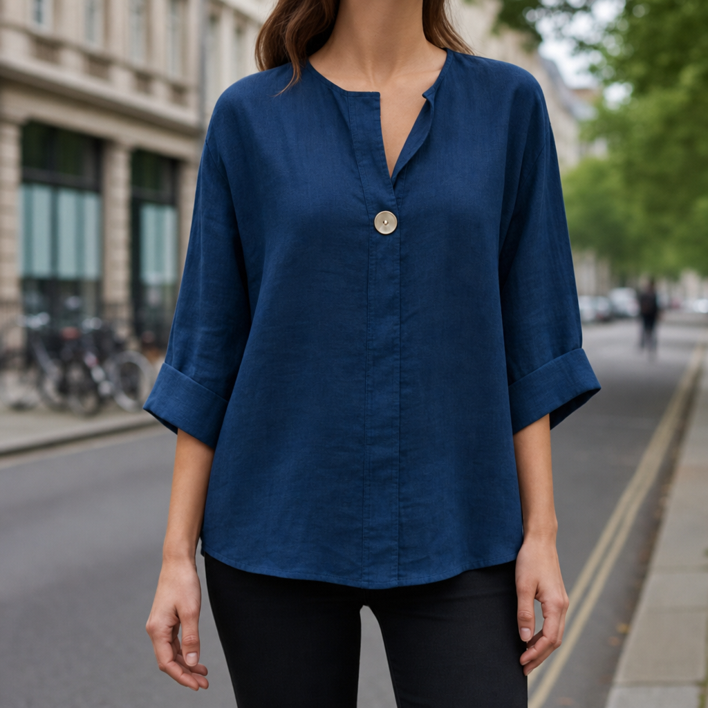 Amorgos Linen V-Neck Blouse
