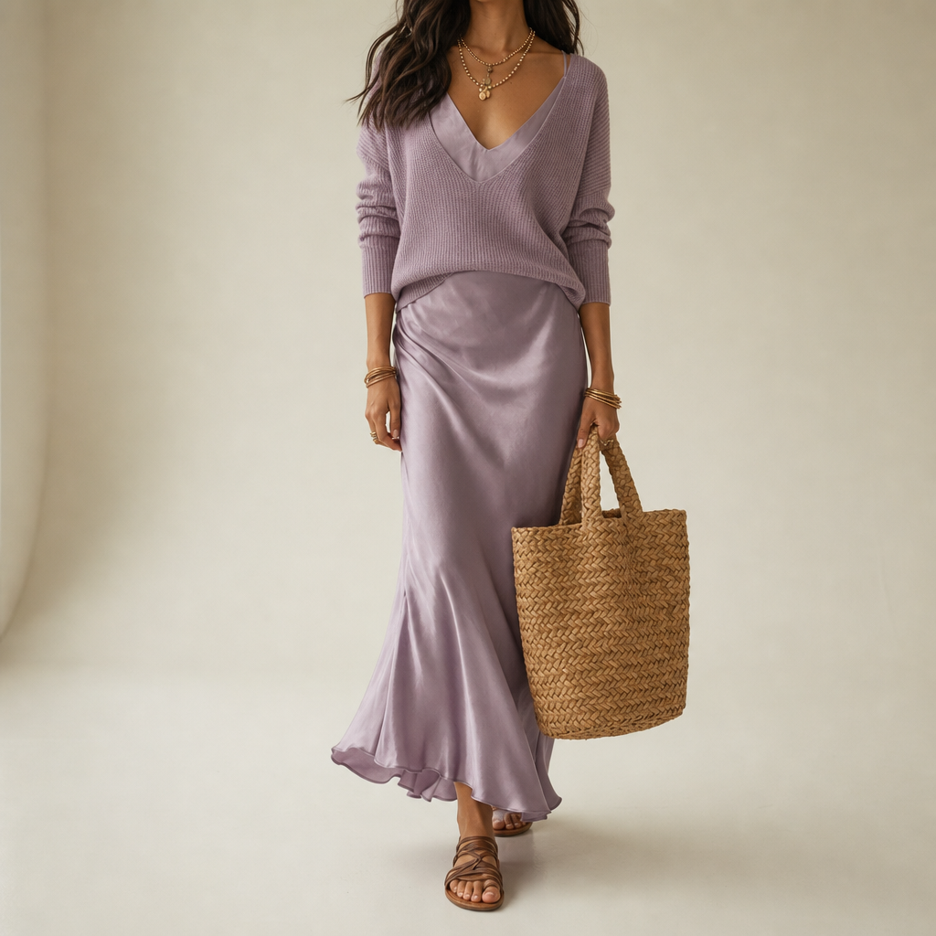 Pylos Satin Midi Skirt Set