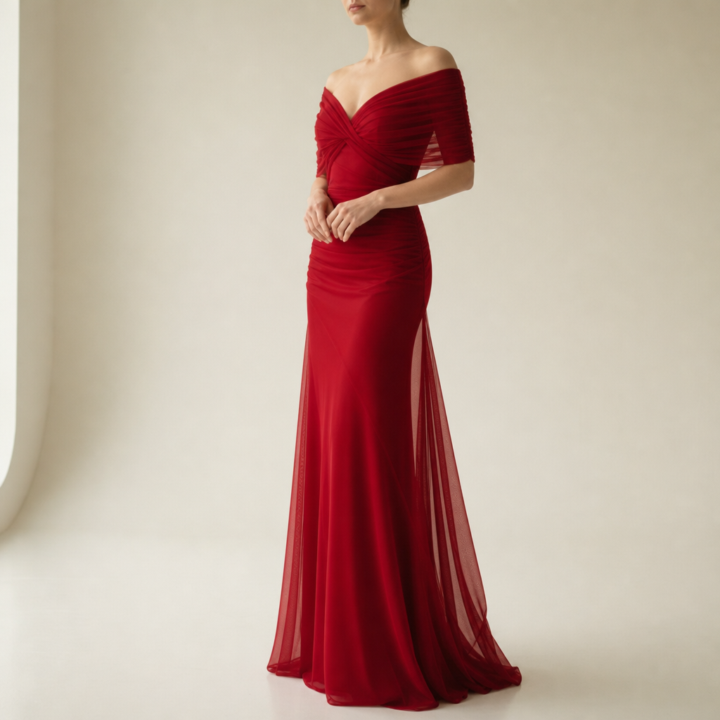 Zakynthos Ruched Chiffon Maxi Dress