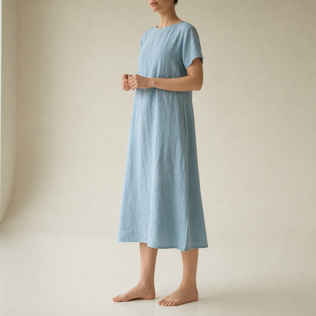 Kalymnos Loose Linen Midi Dress