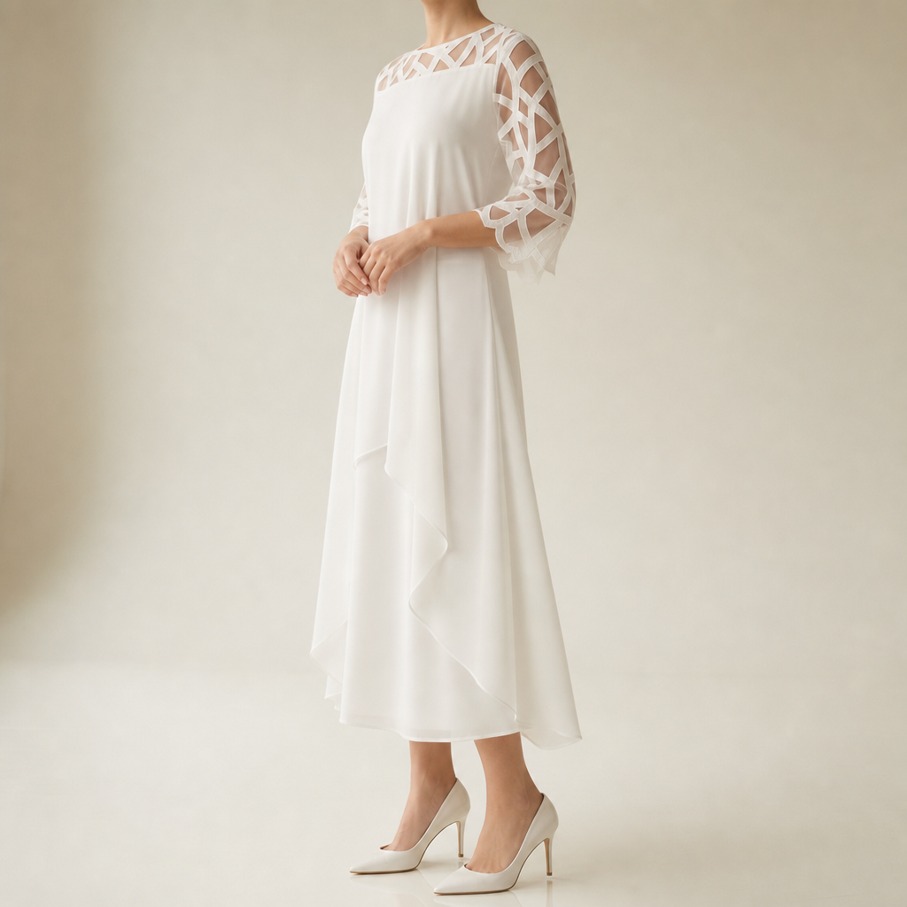 Olhao Lace Overlay Chiffon Dress