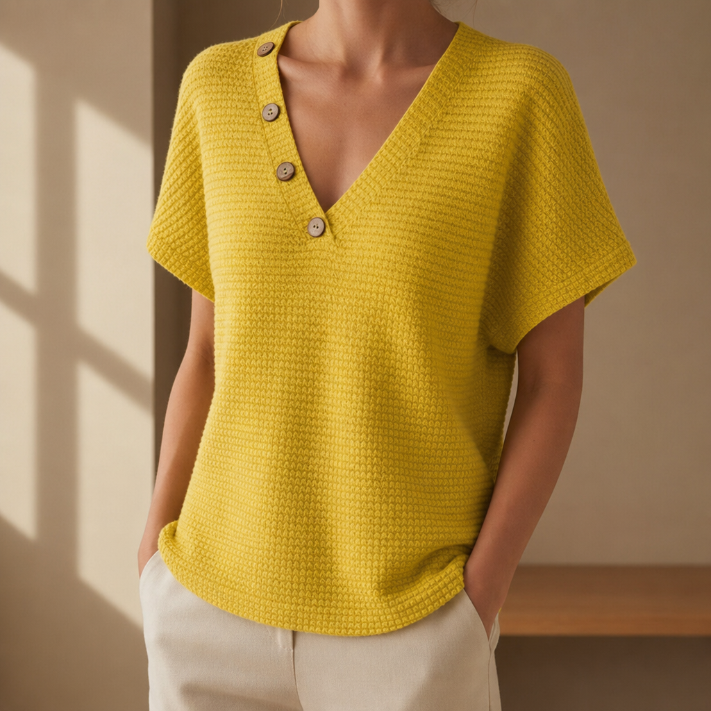 Biot Waffle Knit Button Top