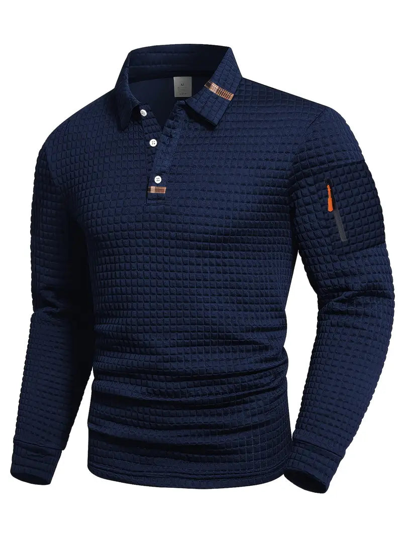 LONG SLEEVE TEXTURED POLO