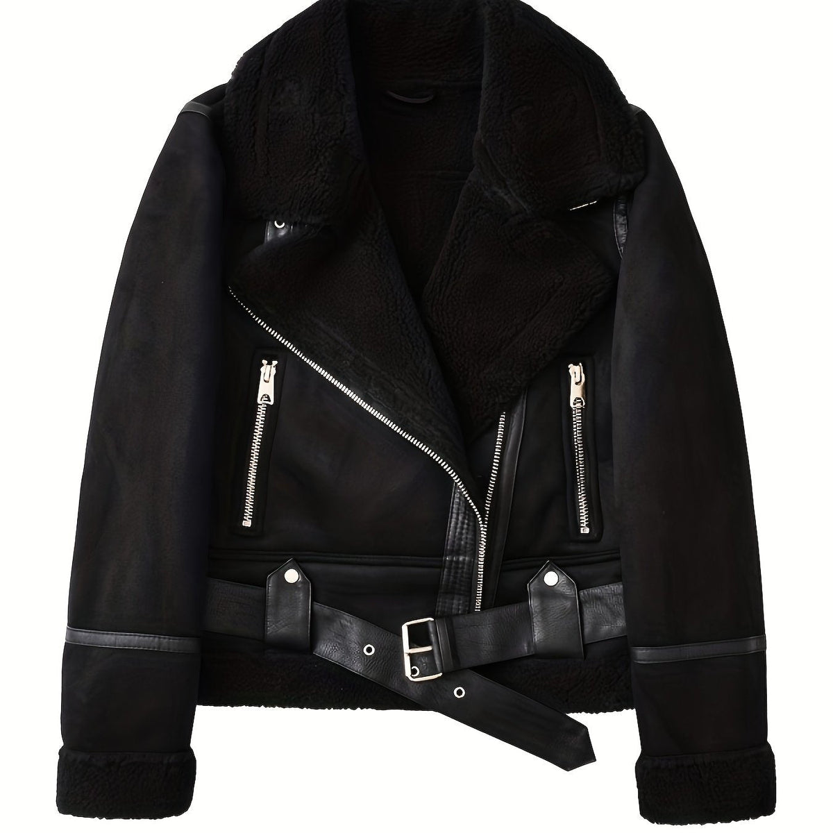 Clara | Aviator Belted Winter Shearling Jacket