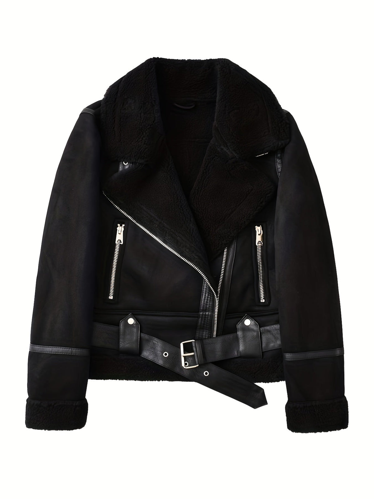 Clara | Aviator Belted Winter Shearling Jacket