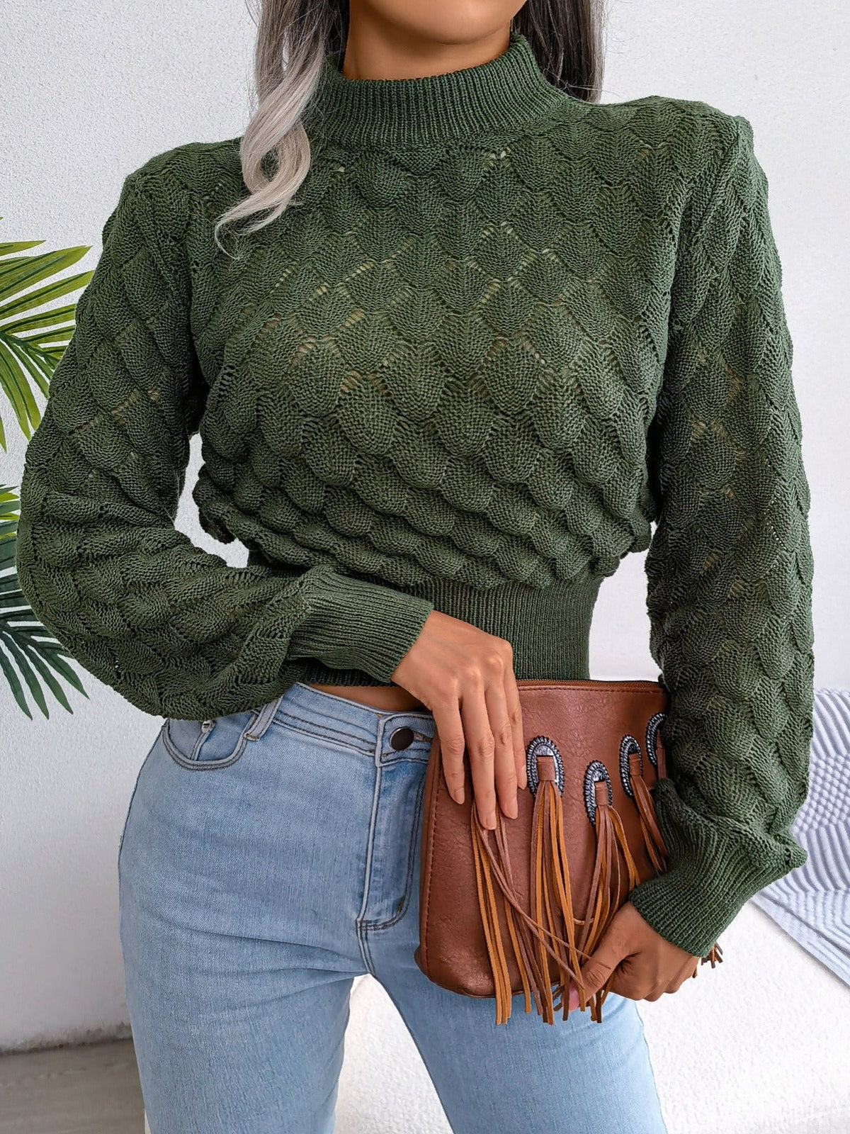 Melanie | Cropped Textured Knit Winter Sweater