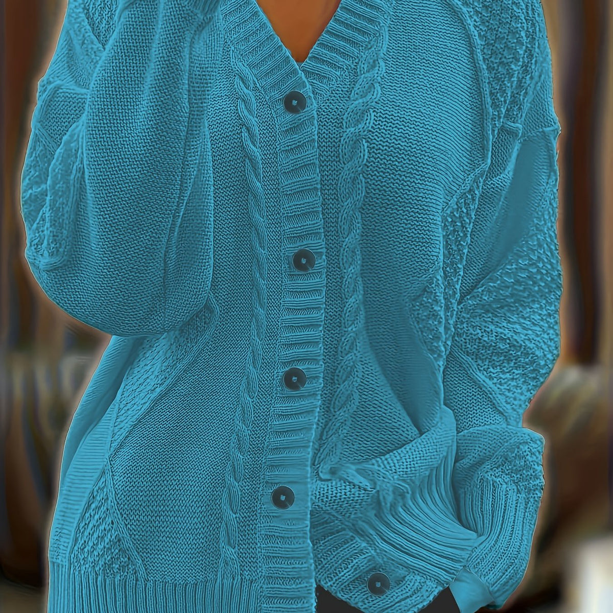 Jane | Textured Cable Knit Button-Front Cardigan