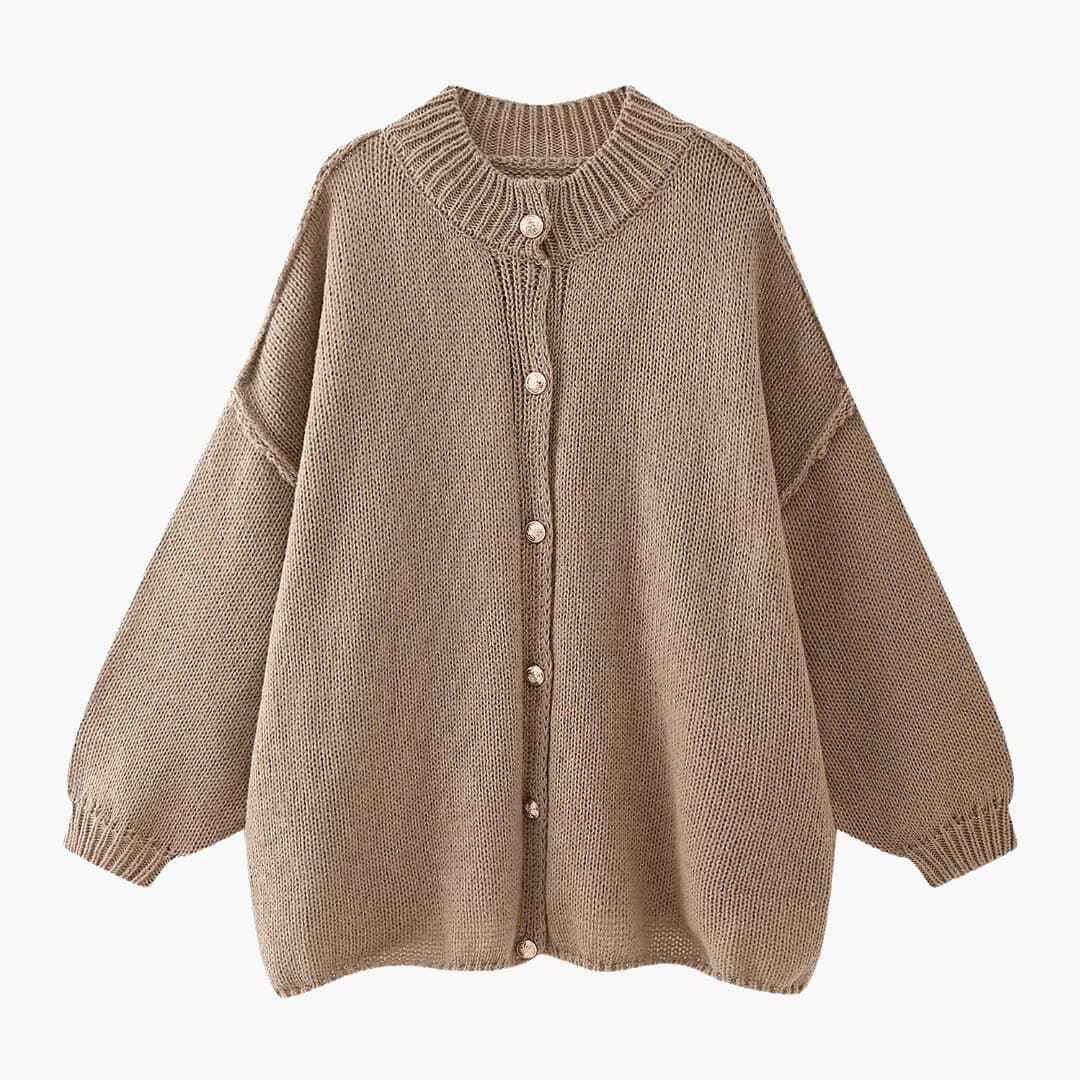 Celeste | Oversized Knit Button-Up Front Ribbed Cuffs Cardigan
