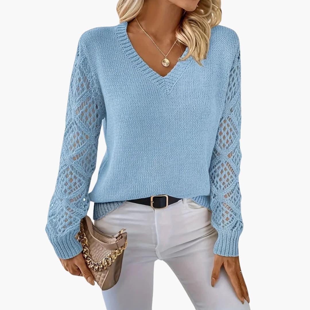 Zinnia | Crochet Sleeve Details Sweater