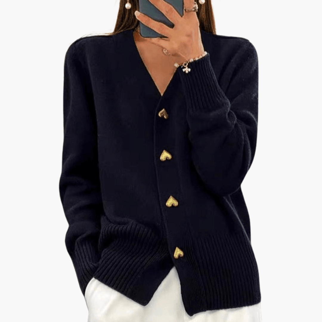 Isolde | Button-Up Heart Button Details Cardigan