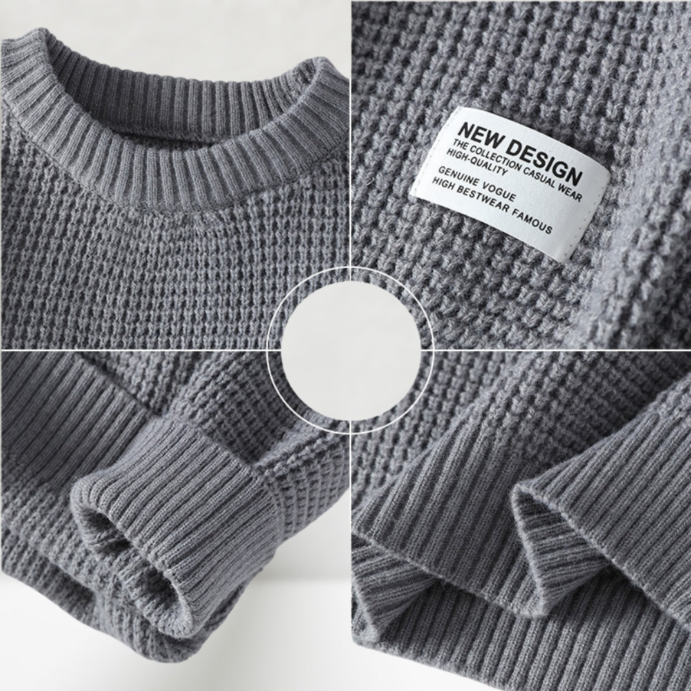 HONEYCOMB KNIT CREW NECK SWEATER FOR MEN