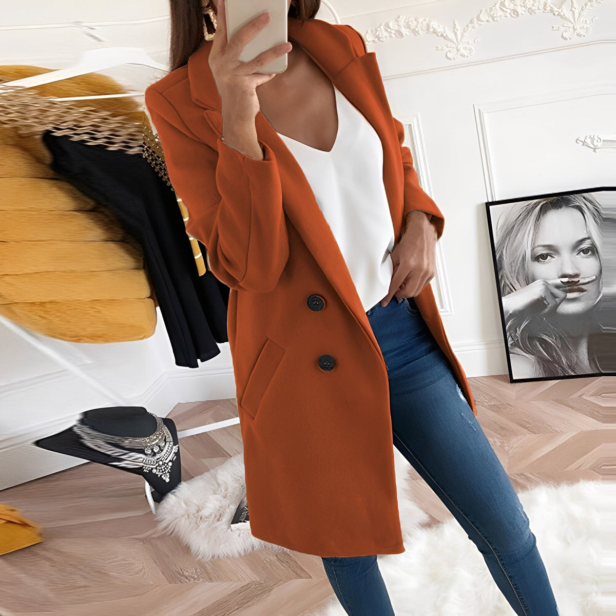 Chantal - Stylish long winter coat women