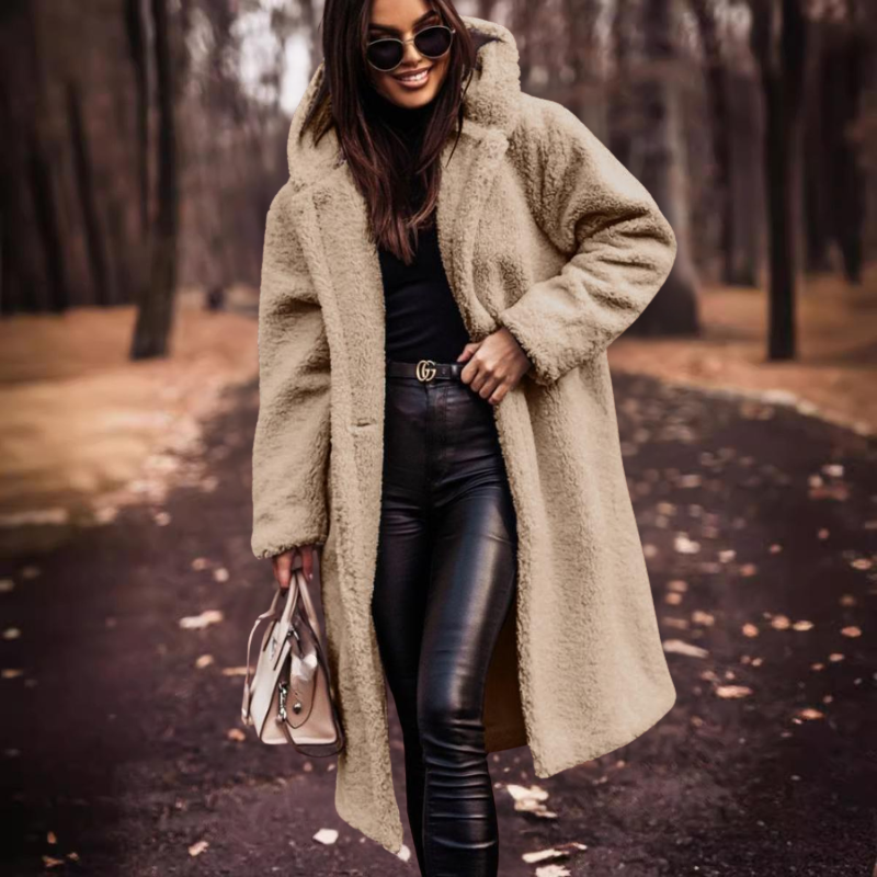 Women's Long Hooded Teddy Coat