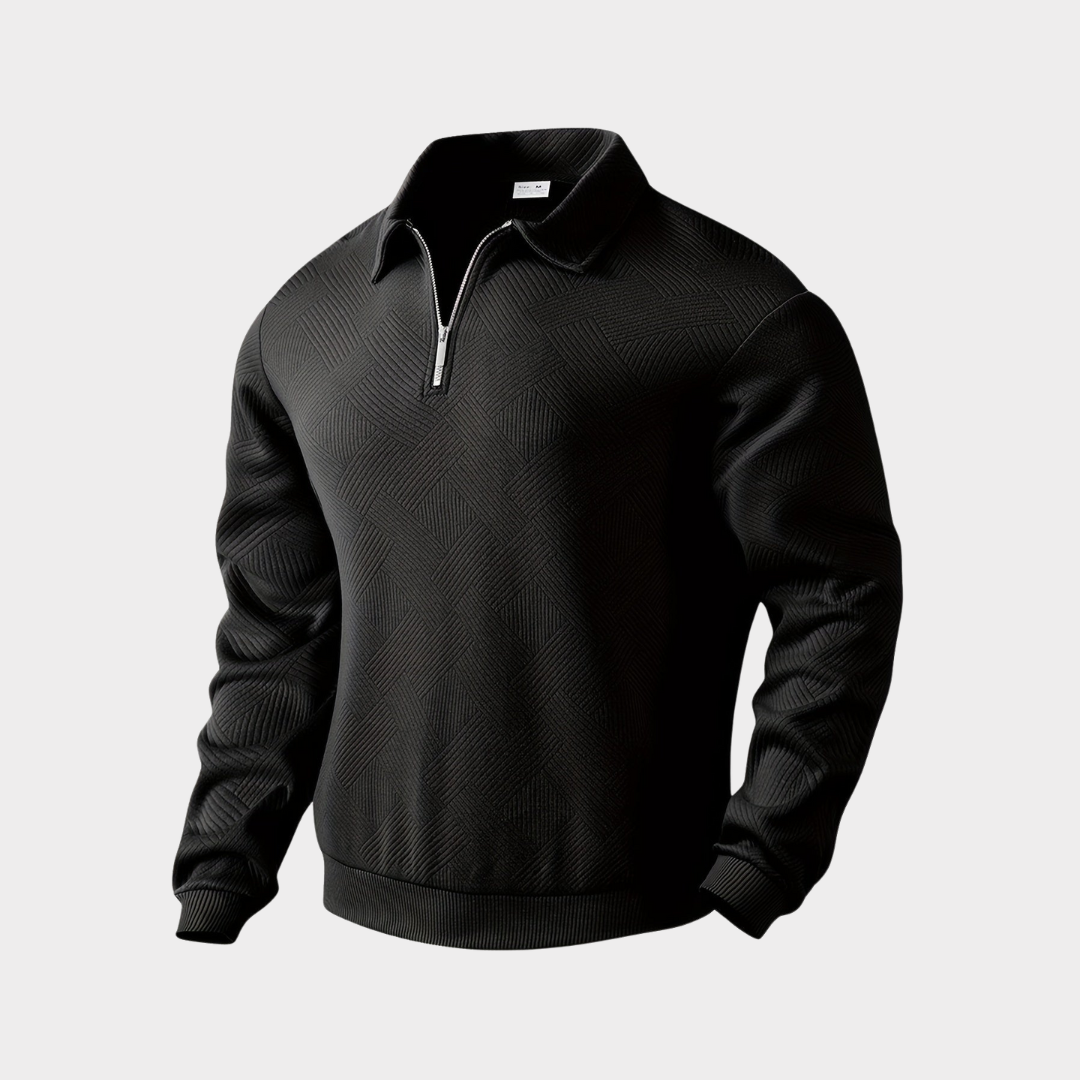 Men's Half-Zip Sweatshirt | Textured Knit Polo Collar