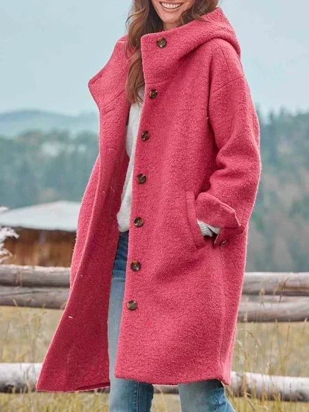 Women's Relaxed Fit Longline Coat with Oversized Lapel Collar – Cosy Casual Outerwear for Autumn and Winter