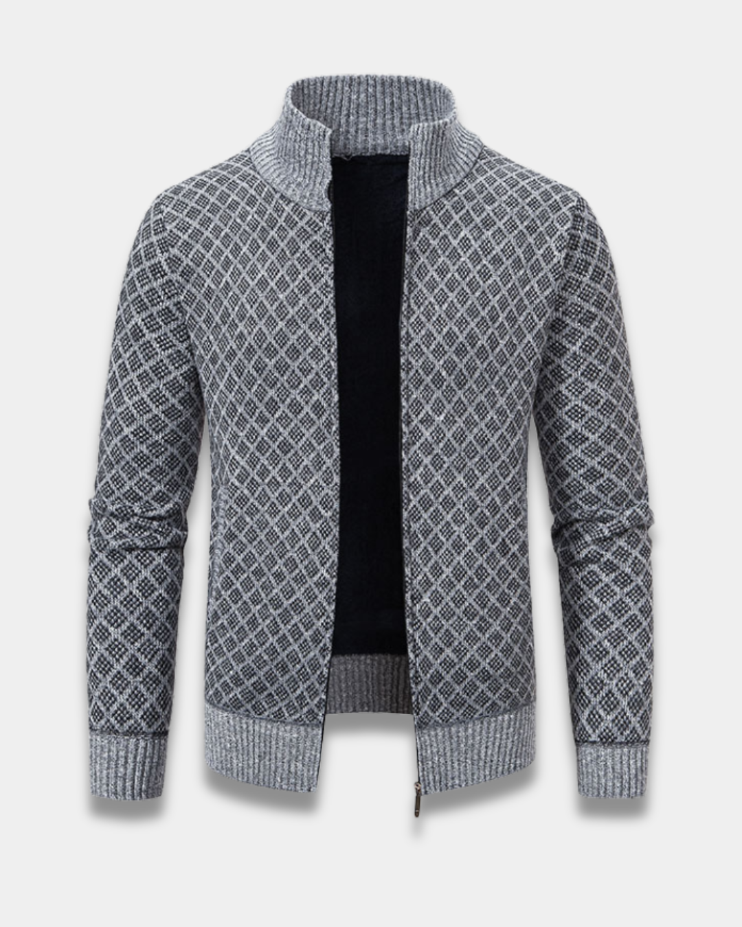 Harrison Jacquard Knit Zip Cardigan Sweater