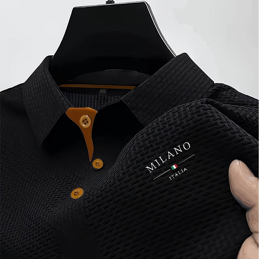 Men's Textured Polo Shirt with Button Placket