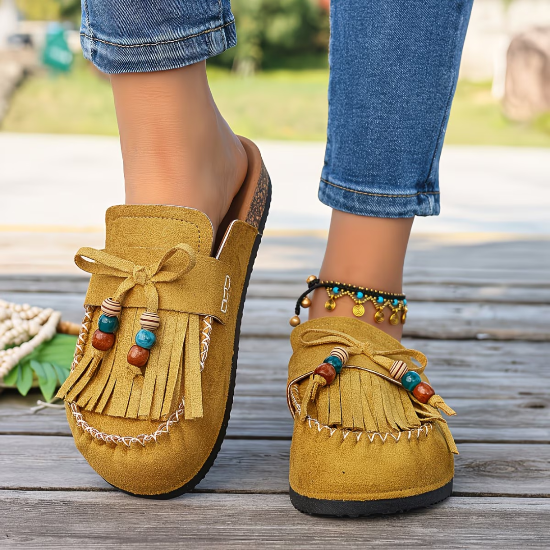 Mehra | Fringe Tassel Slip-On Clogs