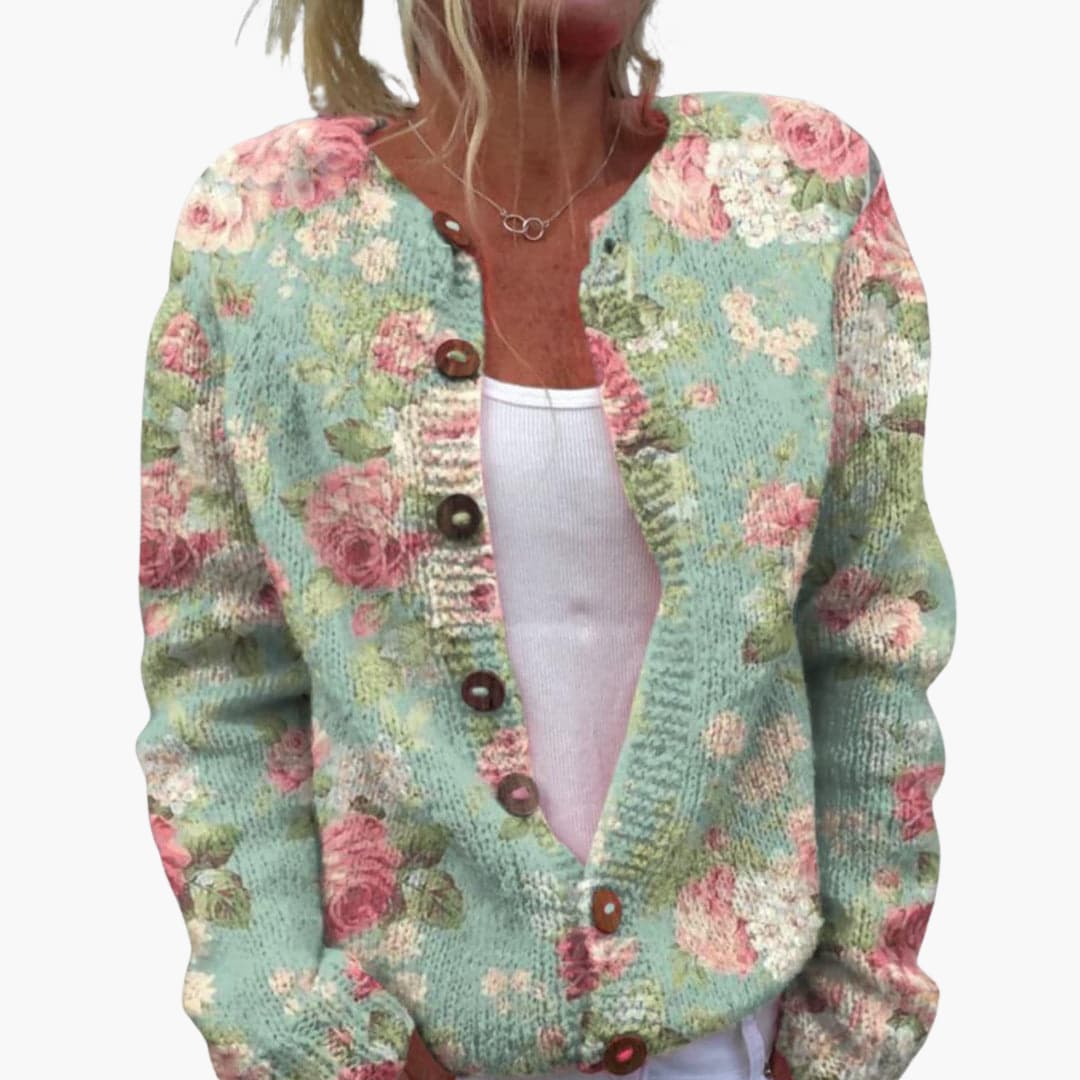 Addison | Floral Ribbed Hem Cardigan