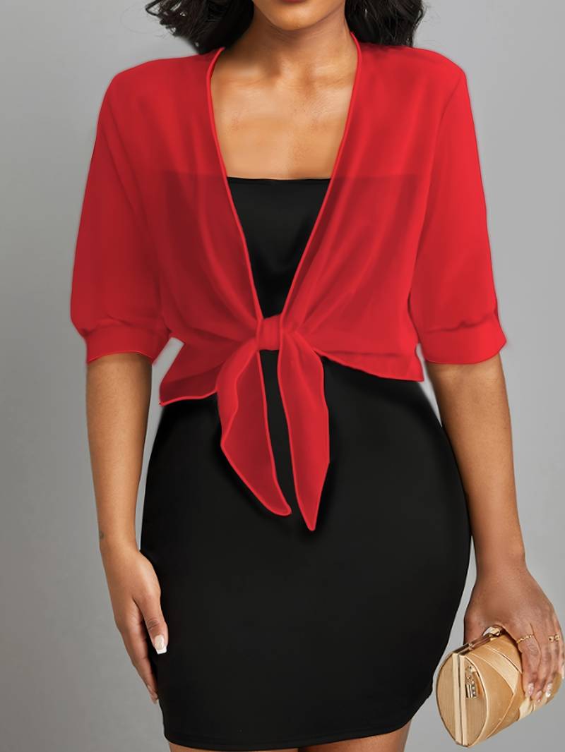 Women's Sheer Chiffon Cardigan with Tie Front