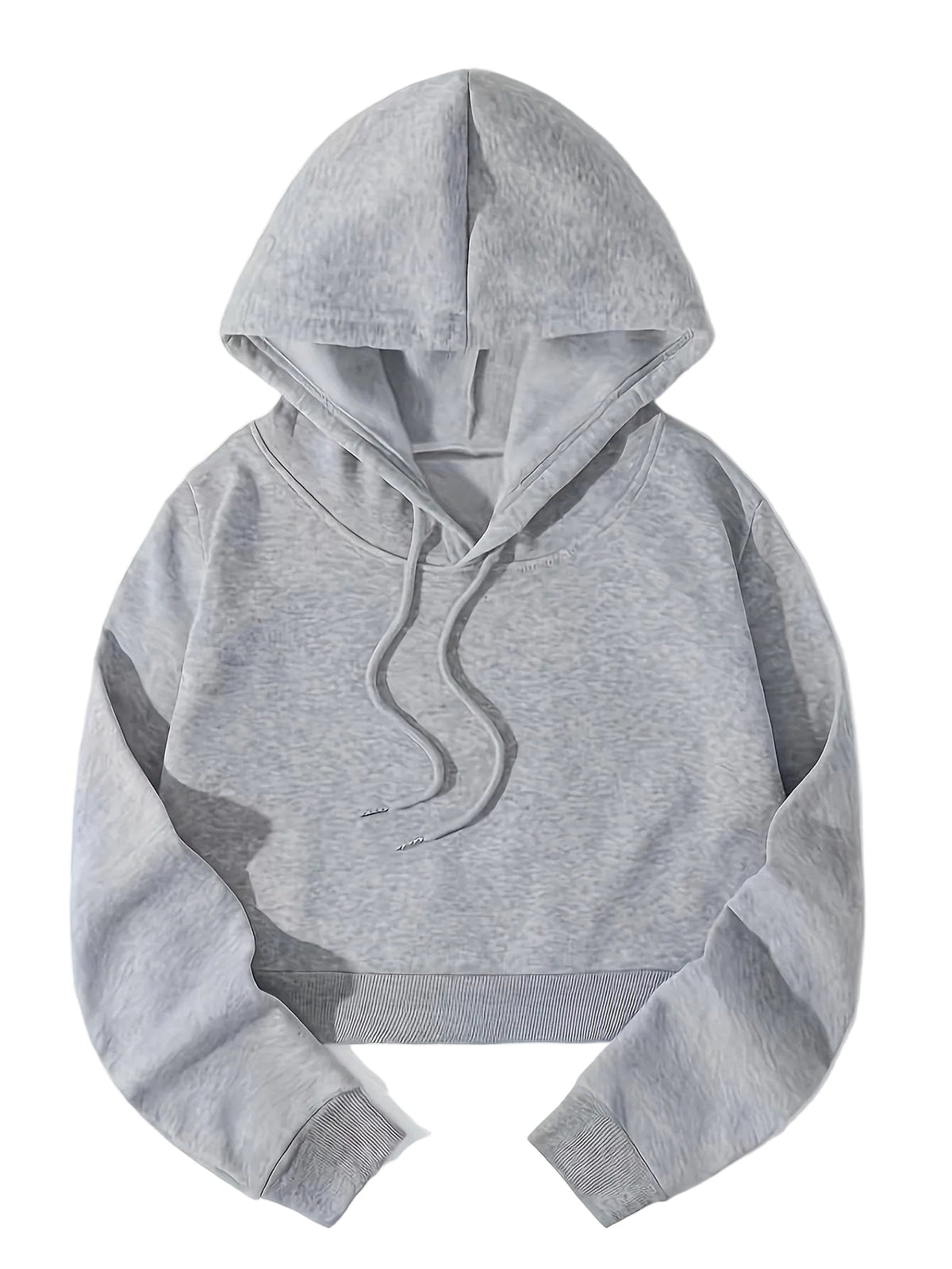 Women's Cropped Pullover Hoodie with Printed Back Detail and Adjustable Drawstring Hood – Soft Relaxed Fit Long Sleeve Sweatshirt for Casual Everyday Streetwear and Comfortable Autumn Winter Layering