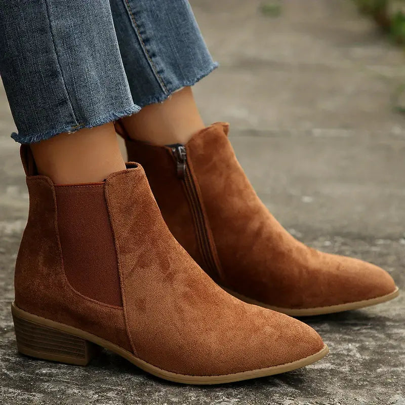 Violette | Low-Heel Side-Zip Ankle Boots
