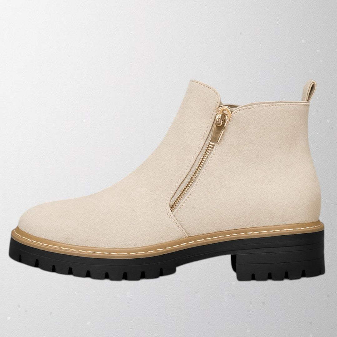 Griet | Side Zipper Closure Rounded Toe Ankle Boots