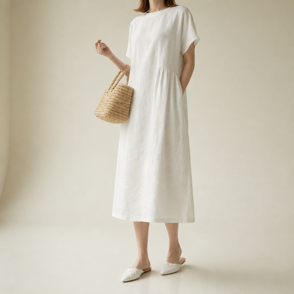Kalymnos Loose Linen Midi Dress