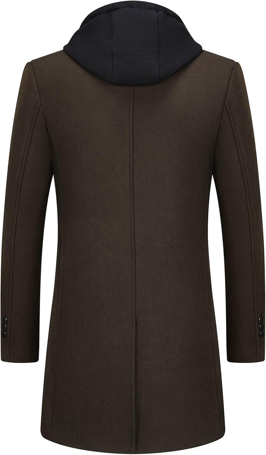 Men’s Hooded Wool Blend Winter Coat – Long Tailored Overcoat with Layered Zip-Up Front for Smart Casual Autumn and Winter Wear