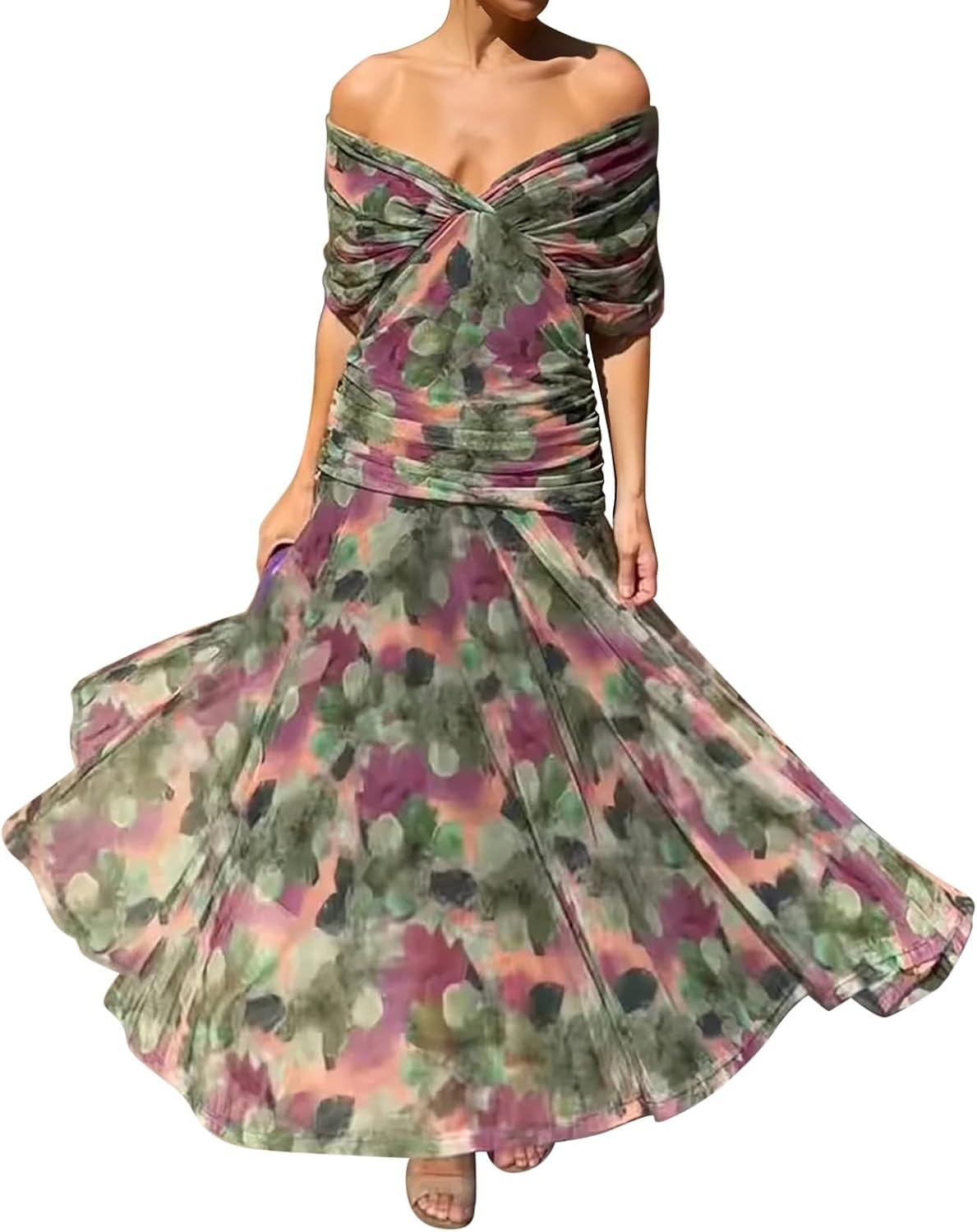 Women's Off-Shoulder Floral Maxi Dress