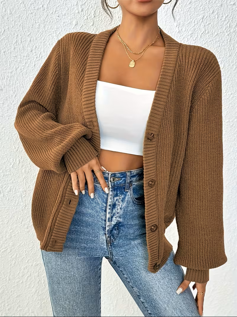 Maribel | Oversized Relaxed Button-Front Chunky Knit Cardigan