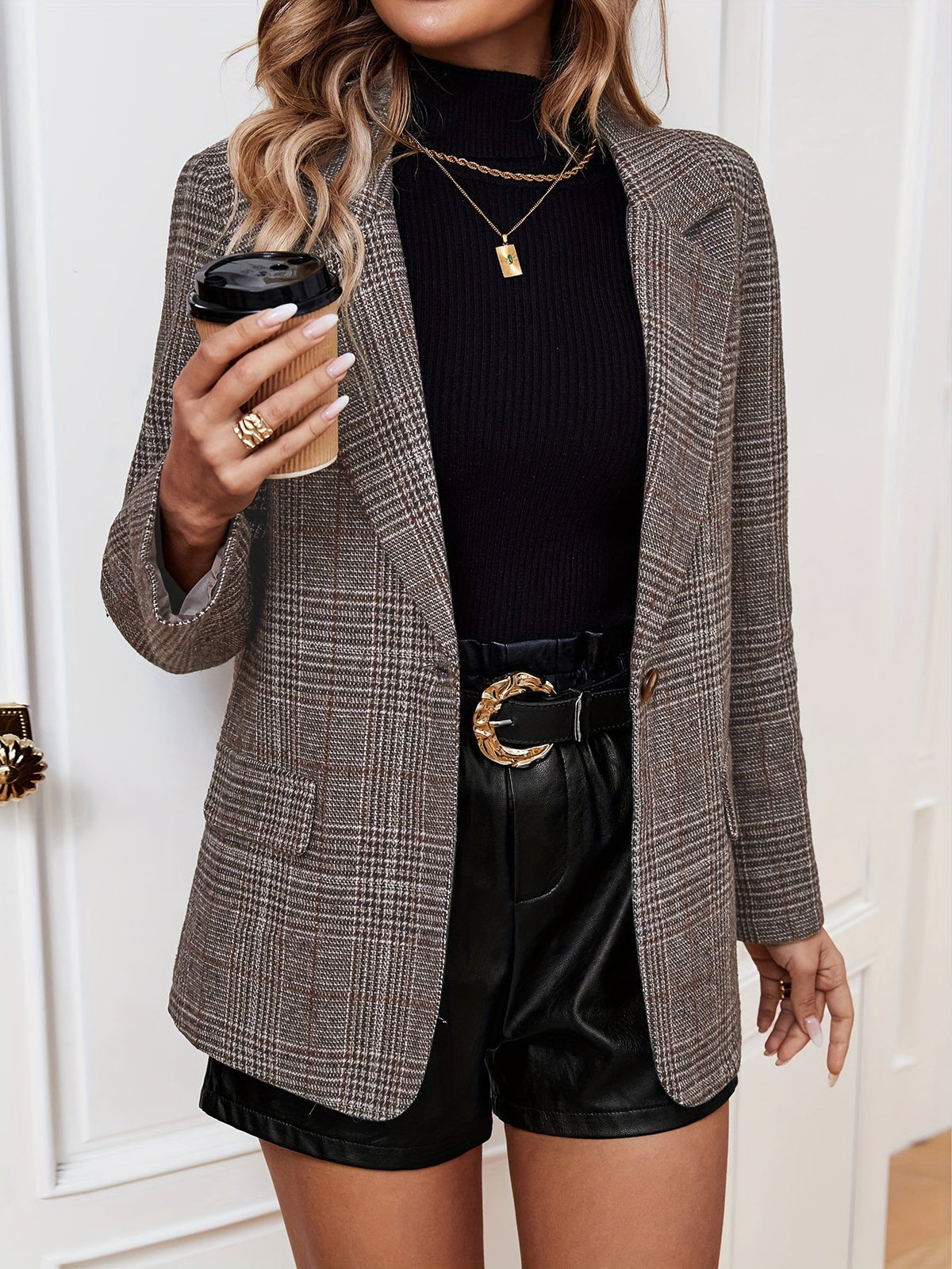 Opal | Plaid Long Sleeve Blazer