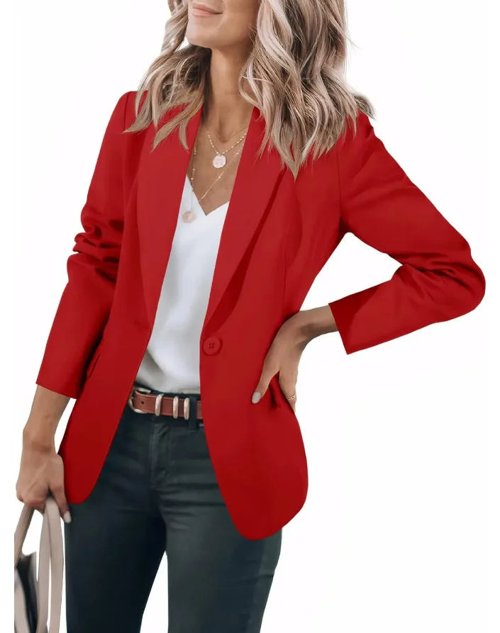 Women's Single-Breasted Blazer with Notched Lapel