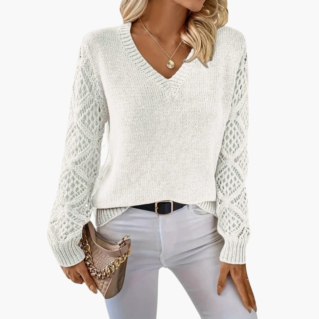 Zinnia | Crochet Sleeve Details Sweater