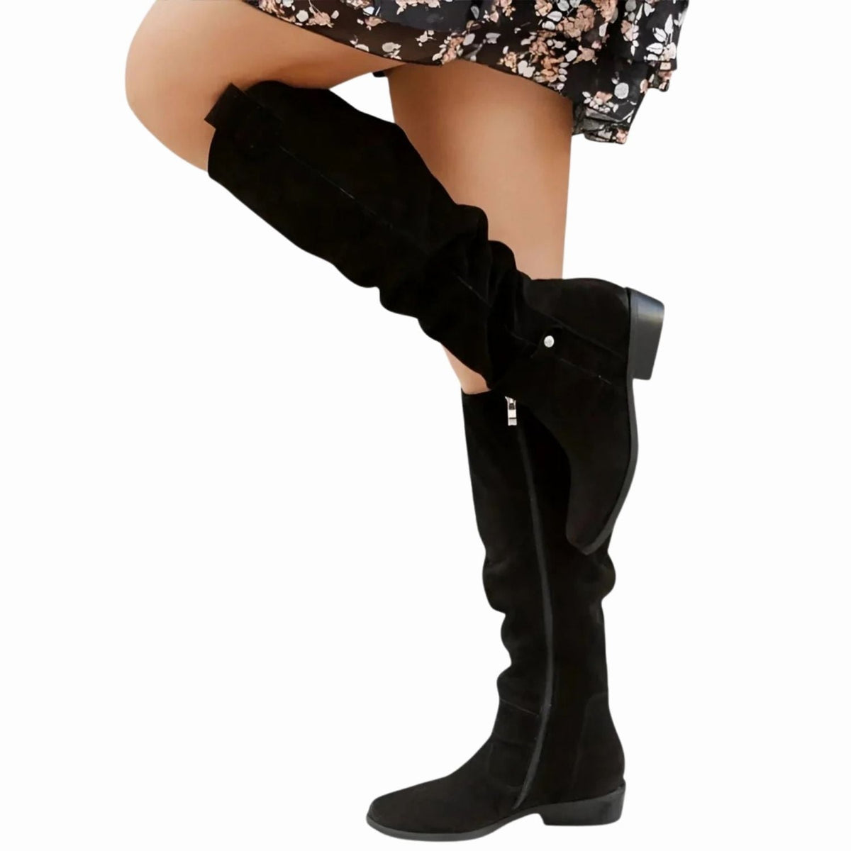 Women's Knee High Boots | Cushioned Side Zip Flat Boots