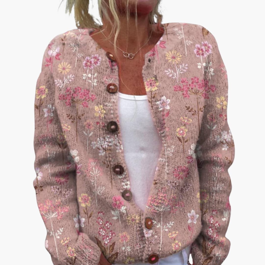 Addison | Floral Ribbed Hem Cardigan