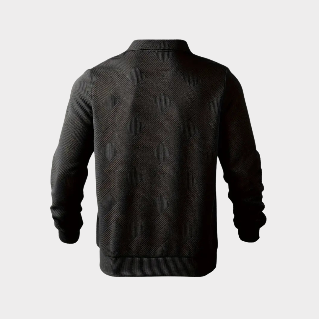 Men’s Textured Half-Zip Collared Sweatshirt