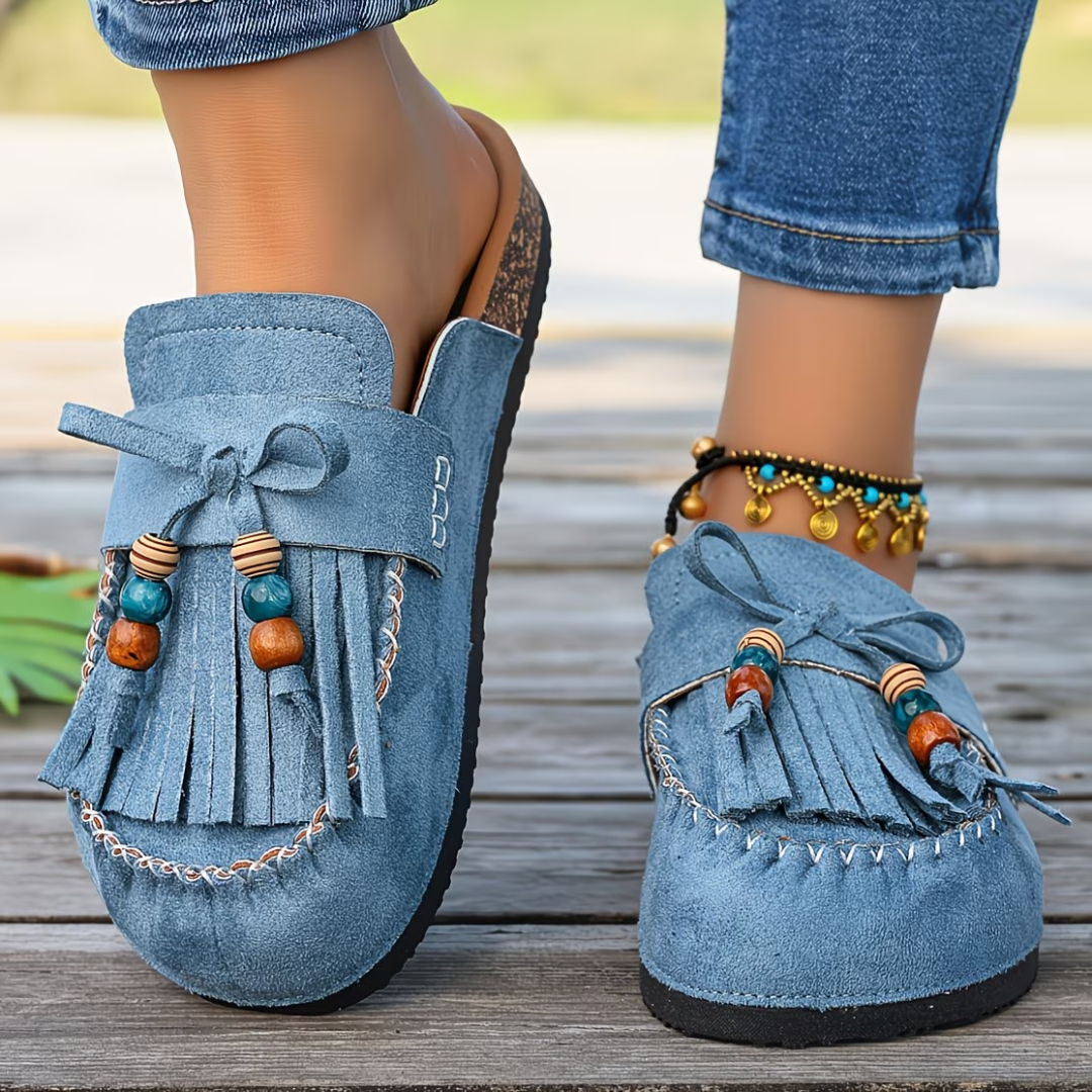 Mehra | Fringe Tassel Slip-On Clogs